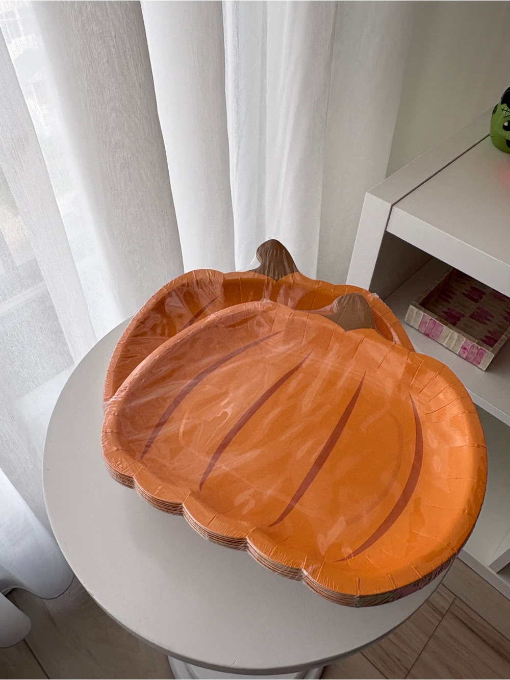 Pumpkin Shaped Party Plates (Two Sets of 12 Plates, 24 Total)